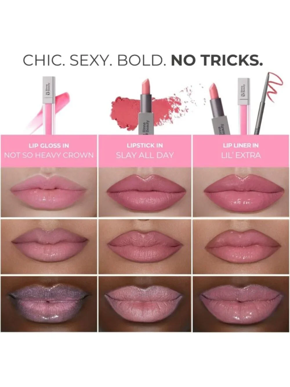 All-in-One Vegan Lip Kit: Lipstick, Gloss & Liner - Candy Pink, Long-Lasting